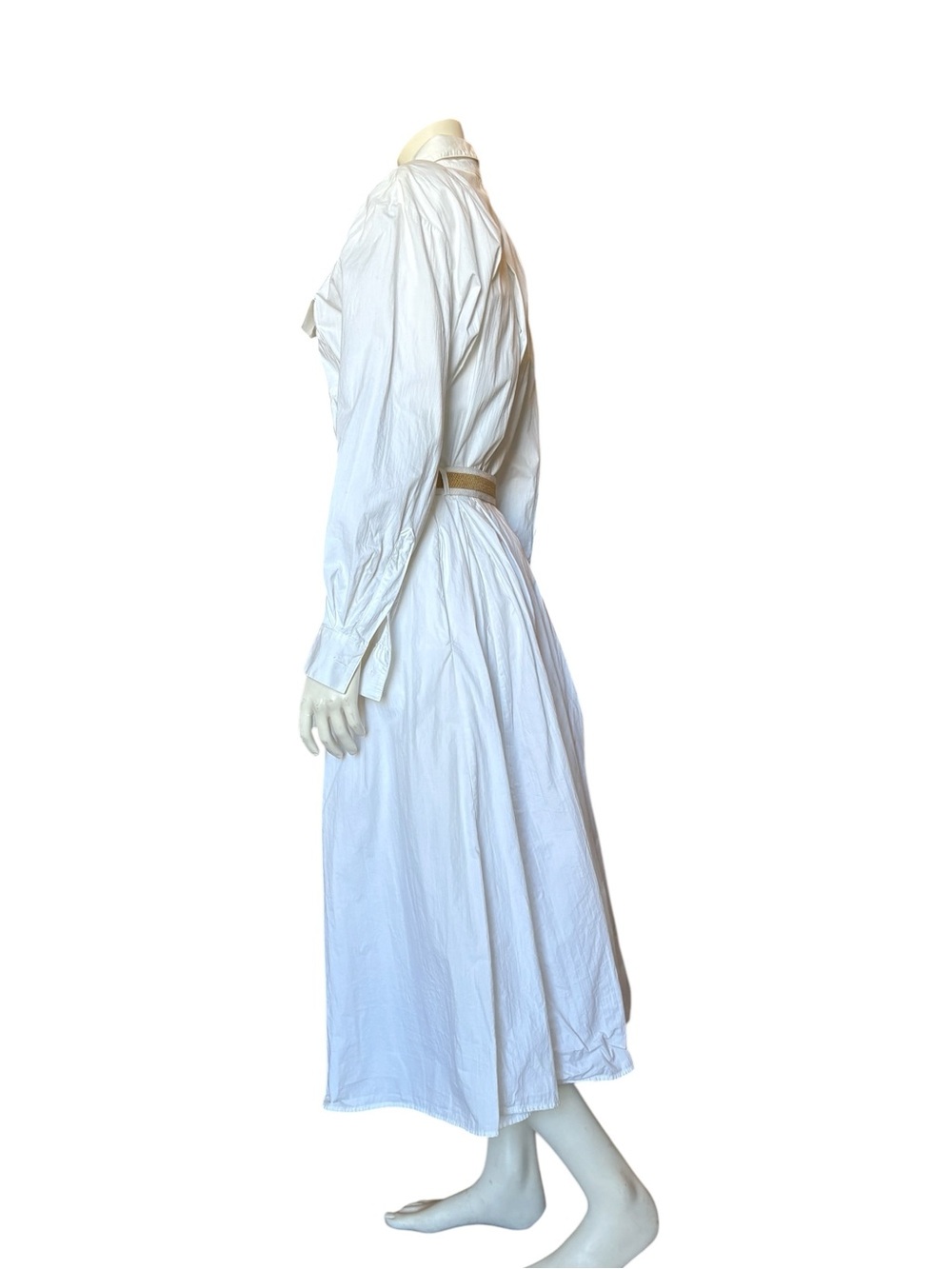 Vintage Town & Country White Cotton Shirt Dress With Shoulder Pads, Belt Size 14 - Picture 3 of 14